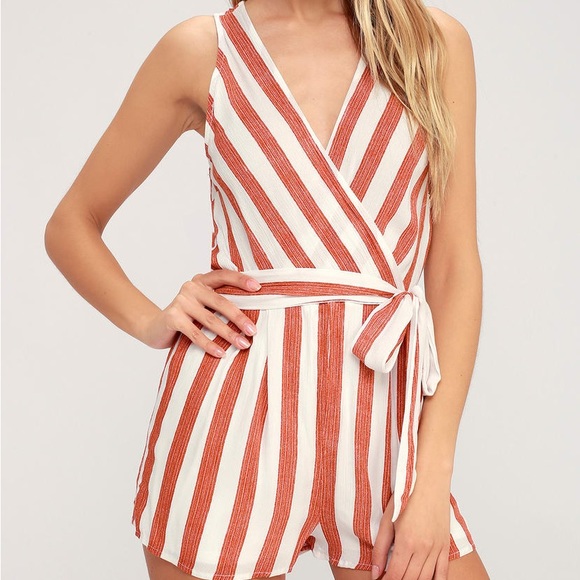 Red and white stripped romper - Picture 1 of 3